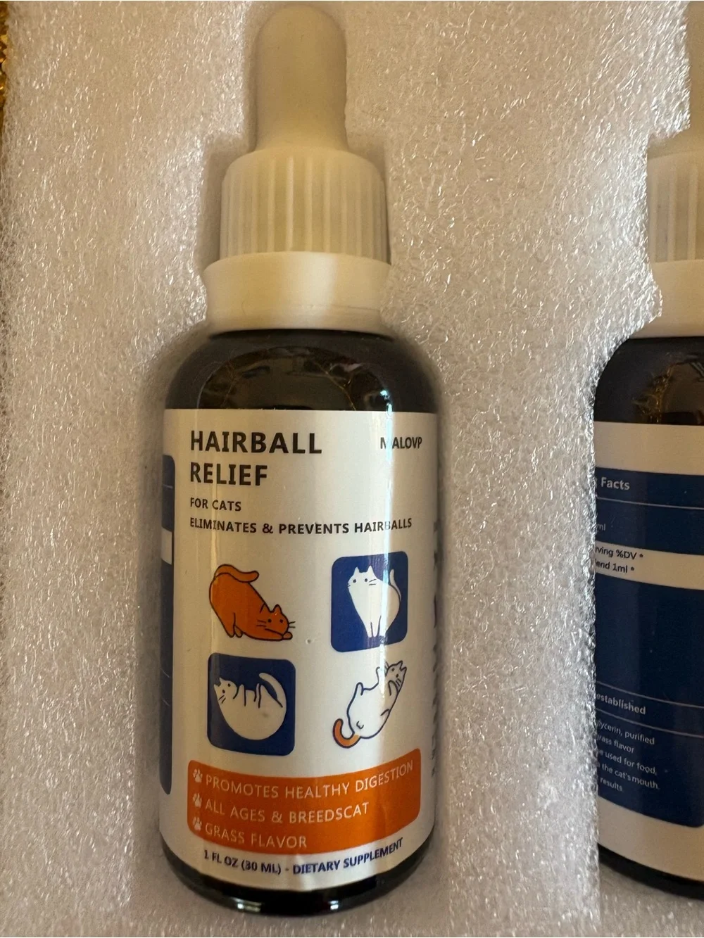 Malovp NWT Hairball Treatment Relief , Remedy for Cats - 2 packs, 60 ml